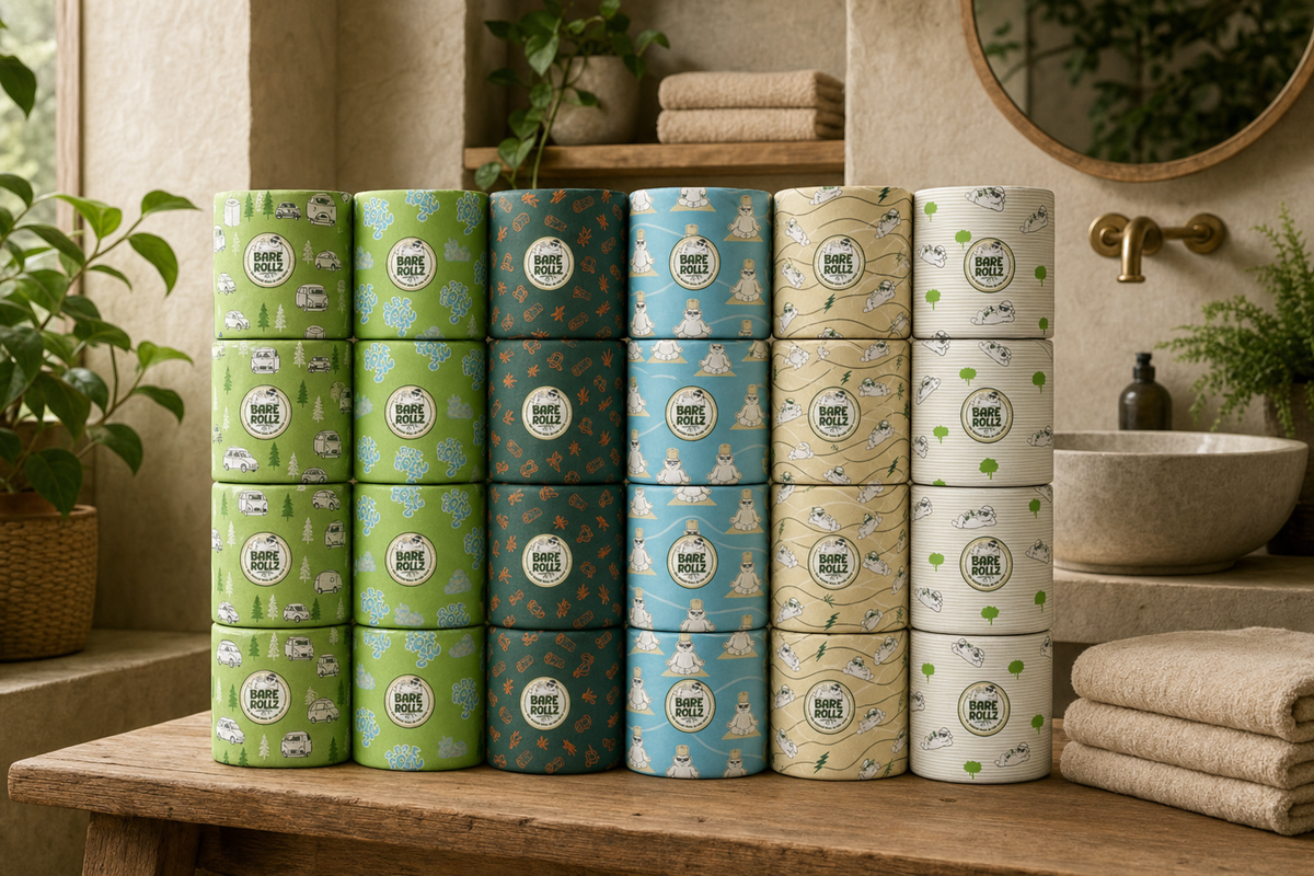 24 Pack Premium 100% Raw Bamboo Toilet Paper Double Length 370 Sheets