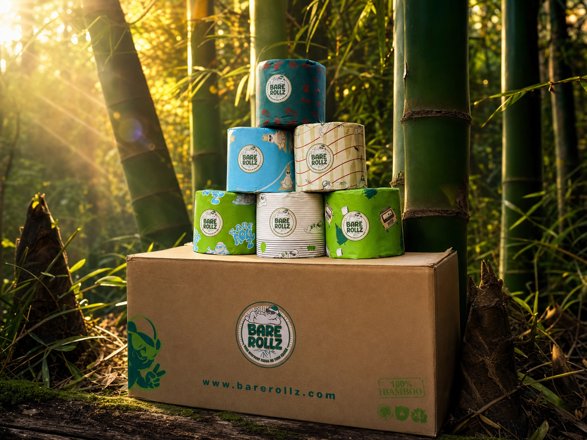 24 Pack Premium 100% Raw Bamboo Toilet Paper Double Length 370 Sheets
